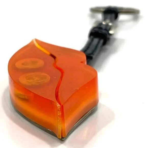 Prada Key Holder Orange Silver Black Plastic Metal - Picture 6 of 9